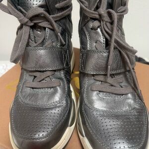 Ash Metallic Gray High-Top Sneakers